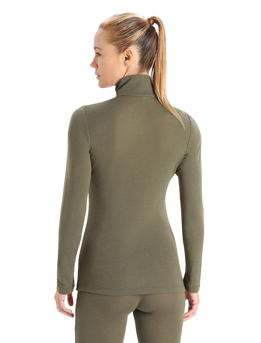 Loden Women's Icebreaker Merino 175 Everyday Long Sleeve Half Zip Thermal Top Base Layers | USA 1862DFMN